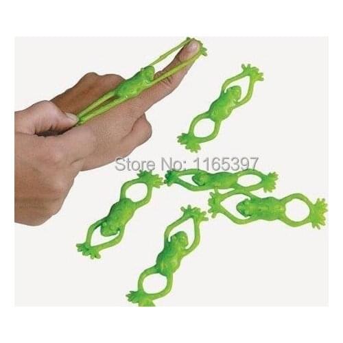 Stretchable flying frogs lot of 48 finger shooter peptile frog pinata toy loot party fillers sticky toy wedding kid party favor