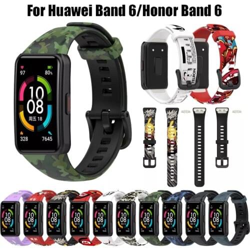 Printing Soft Silicone Sport Band Straps For Huawei Honor Band 6 Smart Wristband Replacement Watch Strap For Honor Band 6 Pro/6