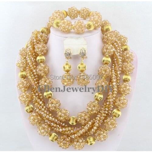Earrings African Beads Jewelry Set Crystal Beads Necklace Set nigerian wedding beads Jewelry Set Crystal Jewelry Set W6277