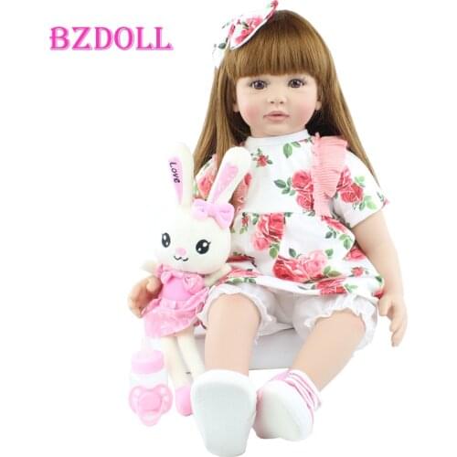 60 CM Silicone Reborn Toddler Doll Toy Lifelike 24 inch Vinyl Princess Babies Alive Bebe Dress Up Girl Birthday Gift