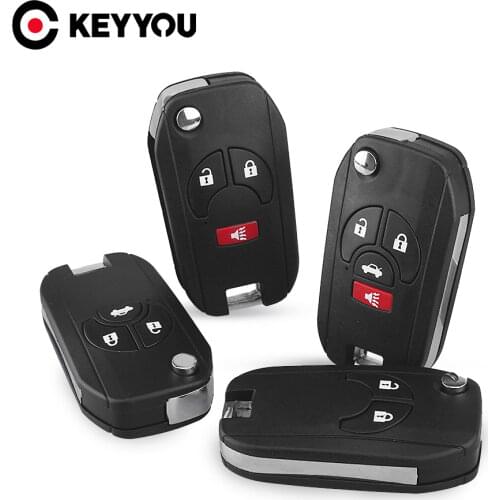 KEYYOU 3 BTN Flip Folding Car Remote Key Shell Case For NISSAN Armada Frontier Qashqai Sunny Sylphy Tiida Titan Xterra X-Trail