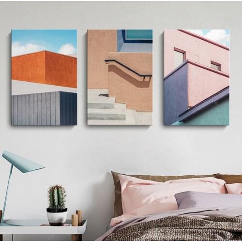Modern Art Abstract House Building Decorative Paintings Simple Geometric Architecture Canvas Paintings Cuadros Decoracion Salon