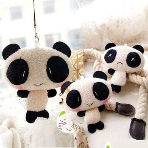 Super Kawaii 8CM Lover Panda Small Plush Stuffed Toy Doll Pendant Key Chain Doll Bouquet Plush Doll Toy