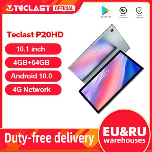 Teclast P20HD 10.1" Android 10 Tablet 1920x1200 SC9863A Octa Core 4GB RAM 64GB ROM 4G Network AI Speed-up Tablets PC Dual Wifi