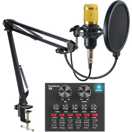 V8 Bluetooth USB External Sound Card BM800 microphone recording microphone External USB Headset Microphone Live Karaoke Player