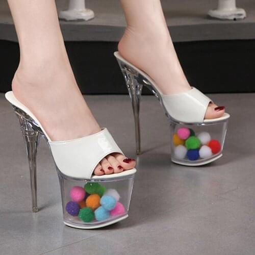 Outerwear fashion luminous sandals and slippers high heel model catwalk show party slipper plus size shoes for ladies