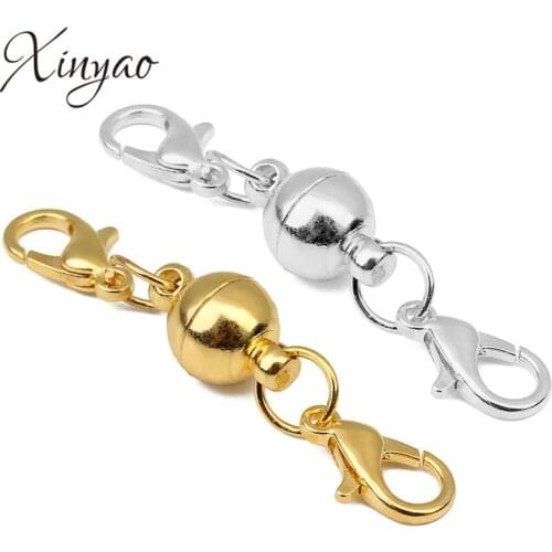 XINYAO 5sets/lot Round Strong Magnetic Clasps for Bracelets Necklace 6mm 8mm Lobster Clasps Connectors For Diy Jewelry Making