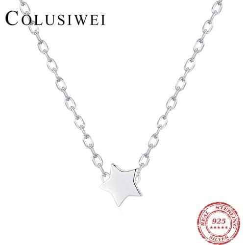 Colusiwei Authentic 925 Sterling Silver Simple Star Necklace for Women Fashion Bijoux Korea Style Fine Jewelry Gifts