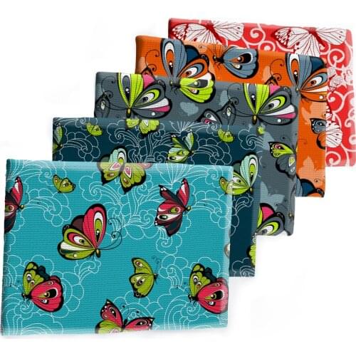 Animals Butterfly Flowers Design Printed Bullet Textured Liverpool Patchwork Tissue Kids home textile 50*145cm