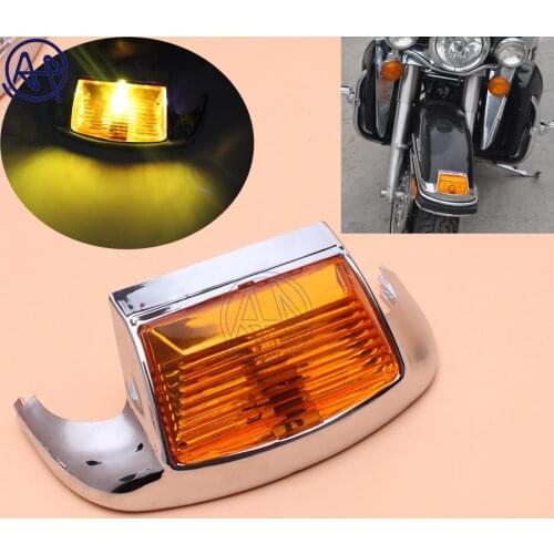 1pcs Motorcycle Amber Lens Front Fender Tip Light Lamp Edge 5050LED Chrome For Harley FLSTC Heritage Softail Classic