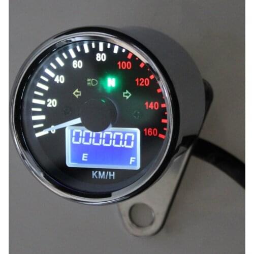 12V Universal Digital LCD Motorcycle Speedometer Odometer Techometer Gauge Waterproof Dual Speed meter Power Fuel Tank Display
