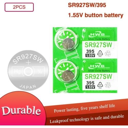 2pcs/Lot maxell 395 100% Original Brand New Silver Oxide Watch Battery LONG LASTING SR927SW LR57 LR927 AG7 Button Coin Cell