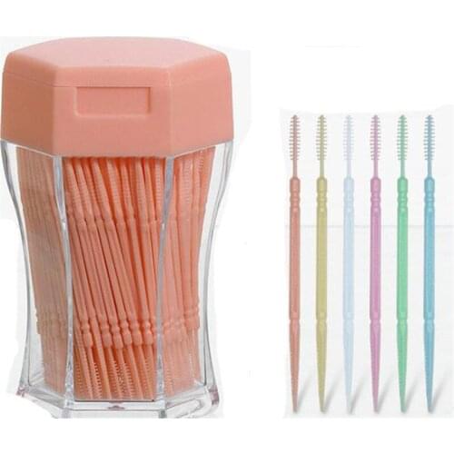 200pcs/set Soft Plastic Double-head Brushed Toothpick Oral Care 6.2 Cm Hot Sale Dental Floss