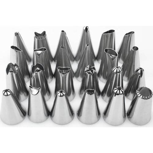 24Pcs/Set Pastry Nozzle Cookies Supplies Cakes Decoration Fondant Decor Kitchen Gadgets 430 Stainless Steel Silver Multi Purpose