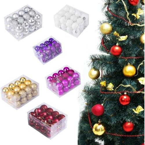 24PCS Christmas Tree Decor Ball Bauble Xmas Party Hanging Ball Ornament Decorations For Home Christmas Gift
