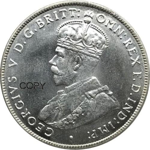 Australia George V 1921 Year One 1 Florin Two Shillings Cuproickel Plated Silver Copy Coins