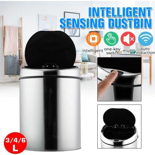 3/4/6L Stainless Steel Automatic Waste Bins Touchless Trash Recycle Motion Sensor USB Charge Kitchen Trash Electronic Dustbin