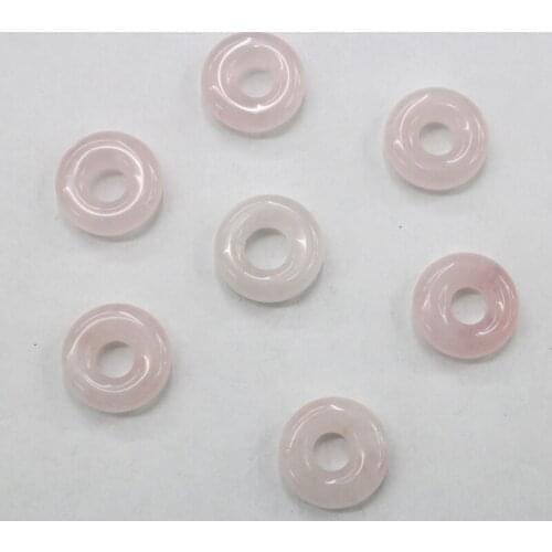 Wholesale 12 colour natural stone pink Quartz crystal donut pendants 15mm beads for jewelry making accessories 15pcs