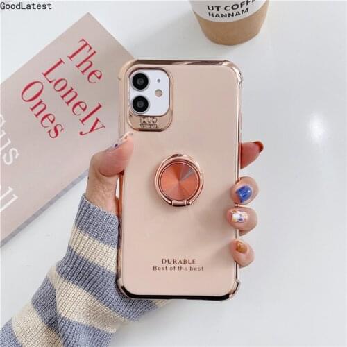 Luxury Electroplated Soft Silicone Case For VIVO X30 X50 X23 X27 Pro Z5 Y7S Y19 S5 S6 S7 Phone Stand Ring Holder Back Cover