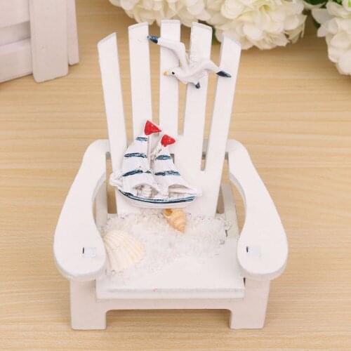 1PC Wood Decor Mediterranean Style Wooden Mini Beach Chair Nautical Decor Home Garden Decor Prop Wedding Decoration Wholesale