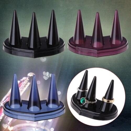 Finger Ring Display Holder 3 Mounts Decor Storage Jewelry Stand Rack Accessories