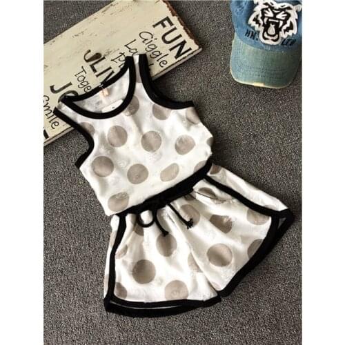 LOVE DD&MM Childrens Clothing Girls Sets Sleeveless Polka Dot Vest + Shorts Two-piece Leisure Suit