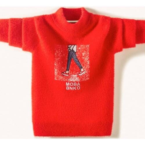 Kids Boys autumn / winter warm cartoon embroidered cotton knit sweater pullover new big virgin thicker base shirt