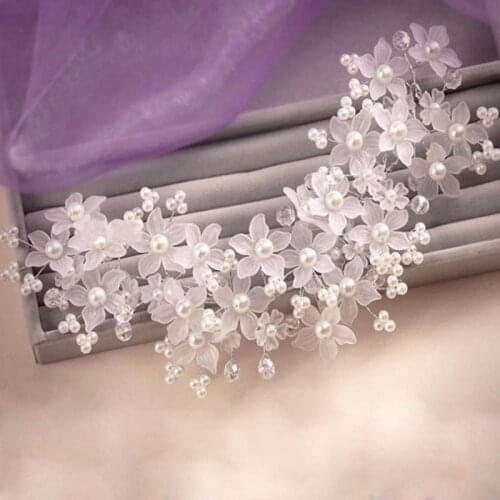 Handmade Flowers Crystal Pearl Beads Decor Ladies Hairs Accessories Fashion Women Hair Comb Bride Wedding Hair Clip Headbands