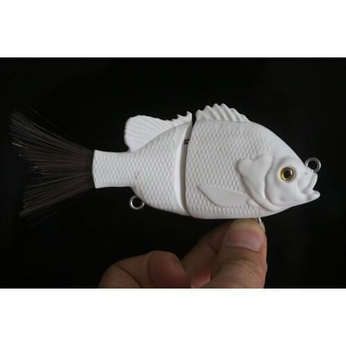 GYFISHING 5 Pcs Unpainted Fishing 1-Jointed Fishing Sunfish Swimbaits with Hair Tail