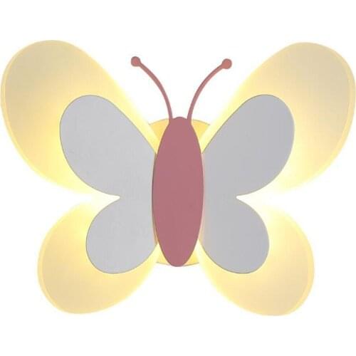 Creative LED childrens room wall lamp modern minimalist cartoon personality butterfly acrylic wall lamp girl room lamp