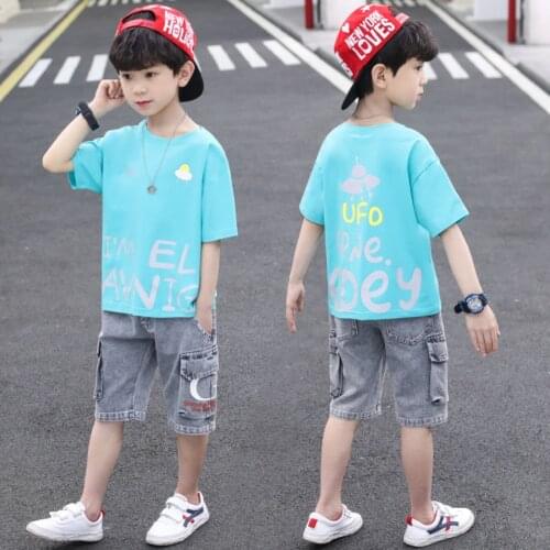 New Selling Summer Baby Boys Clothes 2Pieces Set For Age 3T 4 5 6 7 8 9 10 11 12 Years Teen Boys Short Sleeve+Pant Clothes Suit