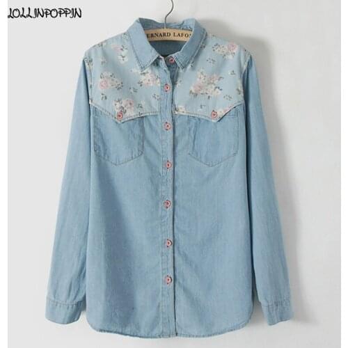 Женские голубые рубашки LOLLINPOPPIN China At AliExpress