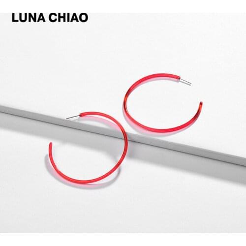 LUNA CHIAO Fashion Jewelry Big Circular Earring Transparent Clear Acrylic Resin Hoop Earrings for Women