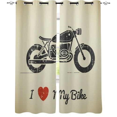 Retro Motorcycle I Love My Bike Curtain For Kitchen Living Room Bedroom Curtains Home Decoration Window Treatments Drapes
