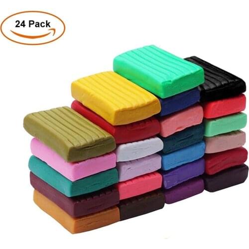 24 Colors DIY Handmade Clay Mud Polymer Clay Modeling Oven Bake Clay Block Playdough Kids Plasticine Toys Porcelain Tools