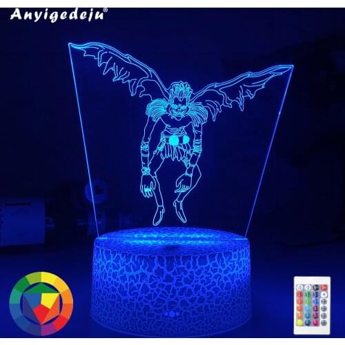Death Note Kids Night Light Led Color Changing Nightlight for Room Decoration Japanese Manga Gifts 3d Illusion Lamp Ryuk Figure