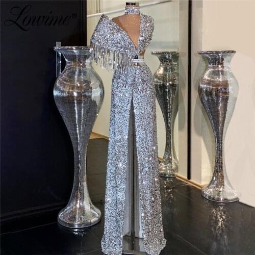 One Shoulder Beaded Crystals Evening Dresses Plus Size Dubai Celebrity Dresses Wedding Party Gowns Long Prom Dress 2021 Robes