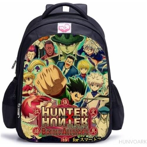 16 Inch Anime Hunter X Hunter Children School Bags Orthopedic Backpack Kids Boys Girls Mochila Infantil Unisex College Bags