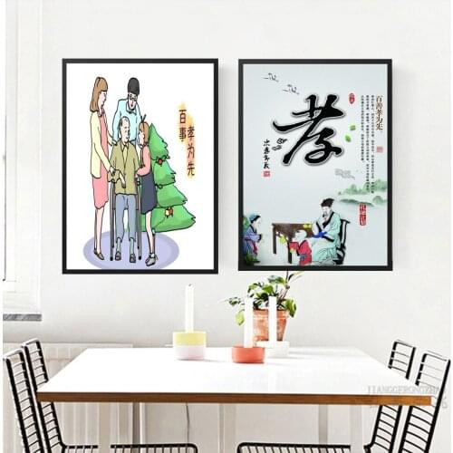 Poster HD Print Study Room Mural Chinese Culture Filial Piety to the Elders Picture Art Canvas Thanksgiving Gift Home Decoration