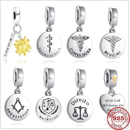 New 925 Sterling Silver Cross Pendant Dangle DIY fine Beads Fit Original Pandora Charm Bracelets Necklaces For Women Accessories