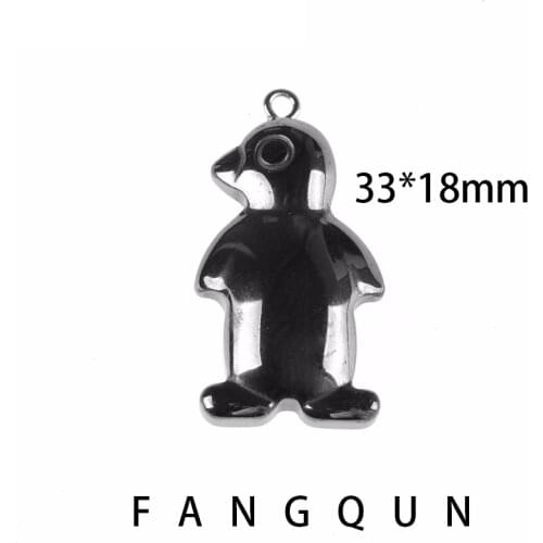 Nature hematite stone animal bird Pendant 33*18mm Penguin Hematite beads charm Jewelry DIY Necklace making accessories For women