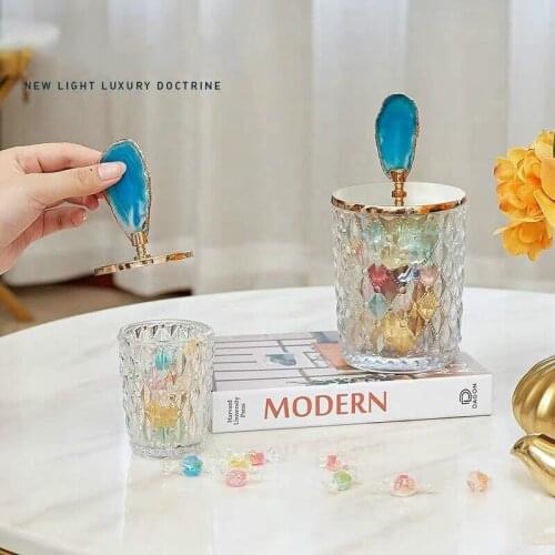 Transparent Agate Jar European Style Light Luxury Glass Storage Tank Storage Bottle Decorations Home Soft Decorations