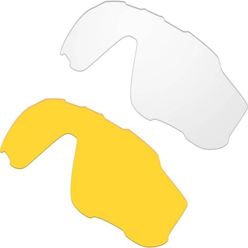 HKUCO Transparent/Transparent Yellow 2 Pairs Unpolarized Replacement Lenses For Jawbreaker Sunglasses Increase Clarity