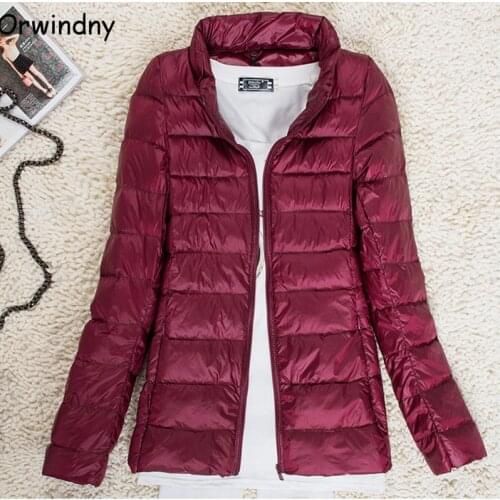 Orwindny Down Coats Women Ultra Light Down Jacket New Autumn Winter White Duck Down Lightweight Parkas Warm Slim Thin Coat 6XL