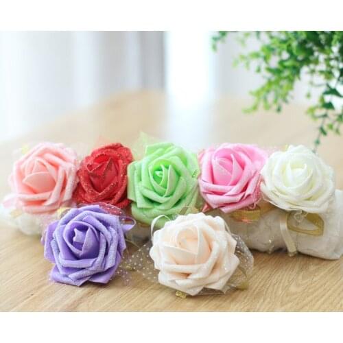 Rose Wrist Corsages Hand Flower Wedding decoration mariage Lace PE Foam Artificial Brides Bridesmaid wrist flowers christmas