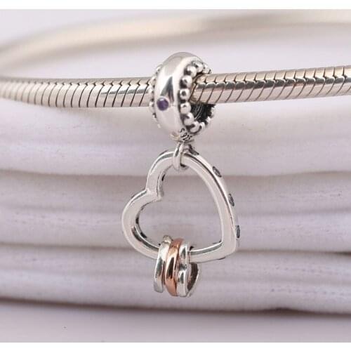 S925 Silver Pendant DIY Jewelry Heart Hightlights Dangle Charm fit Lady Bracelet Bangle Girl Gift