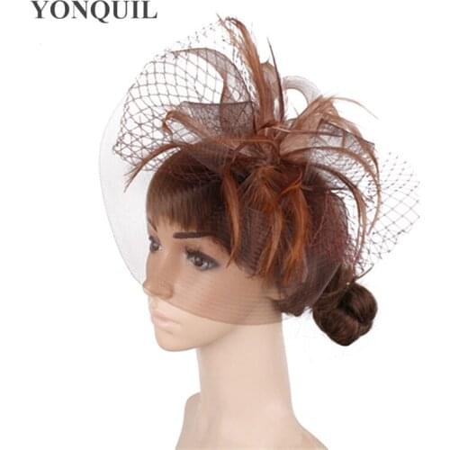 Gorgeous Formal Dress Women Crinoline Fascinator Hat Accessory Party Mesh Hat Mesh And Feathers Headwear Wedding Party SYF448