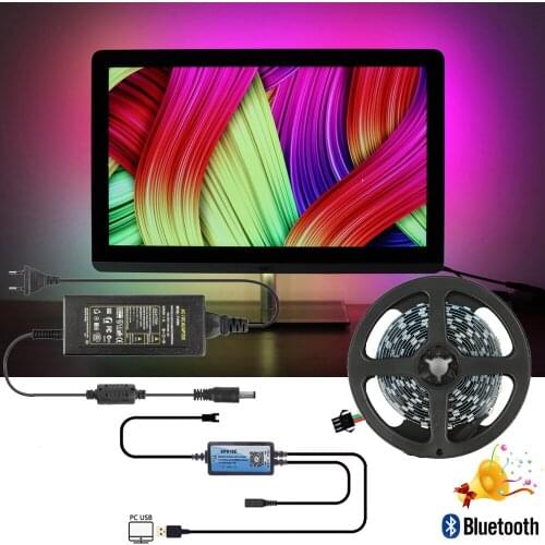 DIY Ambient PC Dream Screen USB LED Strip HDTV Computer Monitor Backlight Addressable WS2812B LED Strip SP616E Bluetooth Music