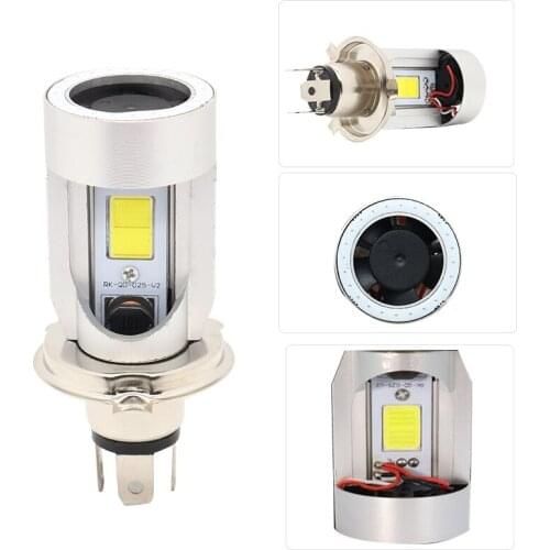 LED H4 Motorcycle Headlight Bulb High Beam Low Beam with angle eyes hola ring H4 LED Replacement Lamp for motorbike 12V 24V