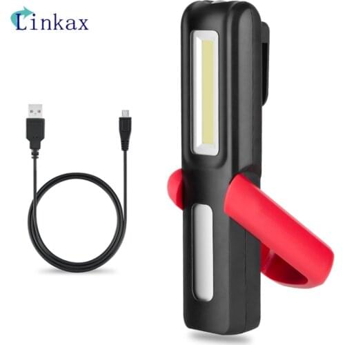USB Rechargeable COB LED Flashlight Torch Stand Work Light COB Lanterna Magnetic Hanging Lamp For Outdoor Camping